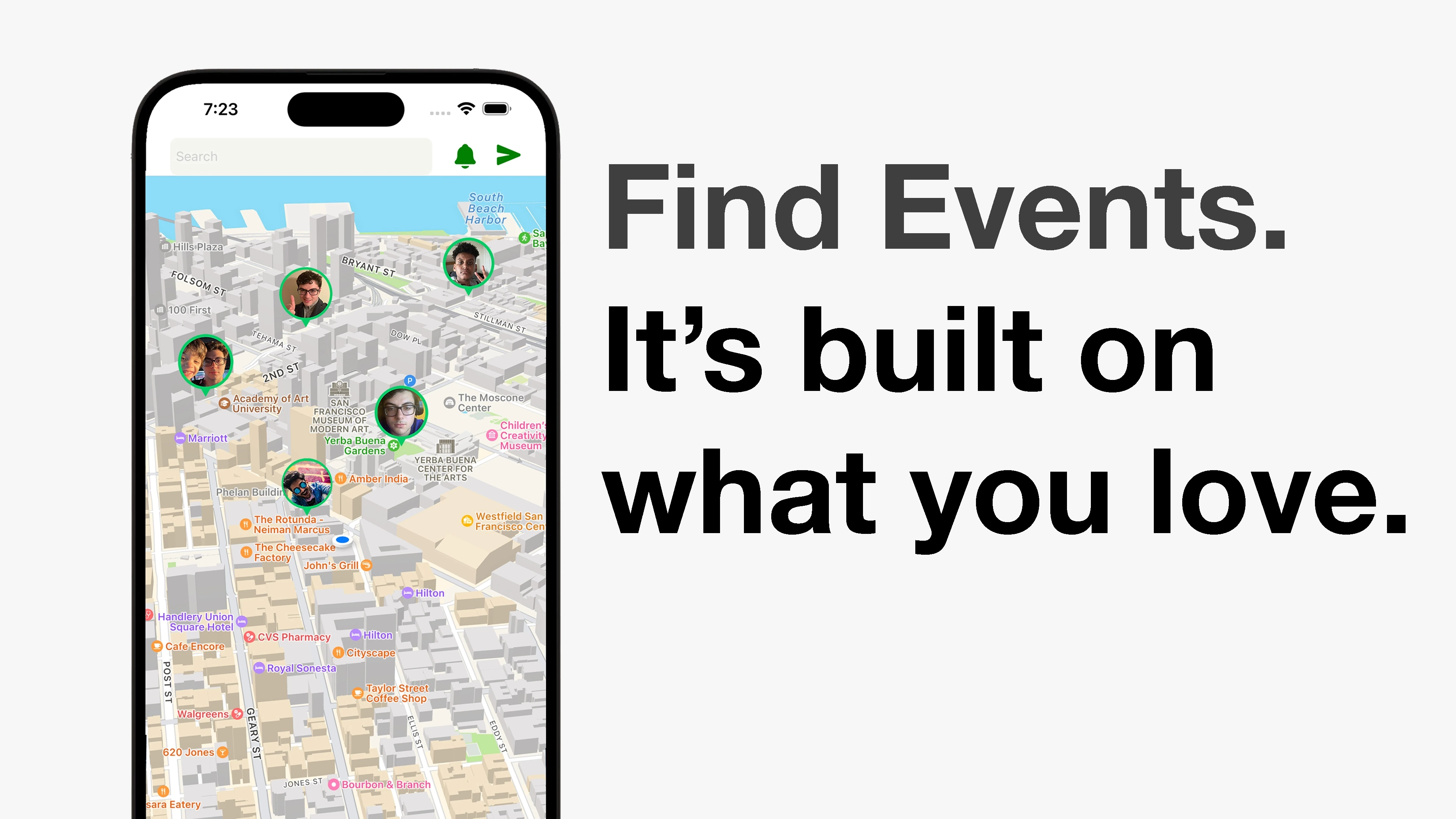 One tap. Finds events that match with your preferences.